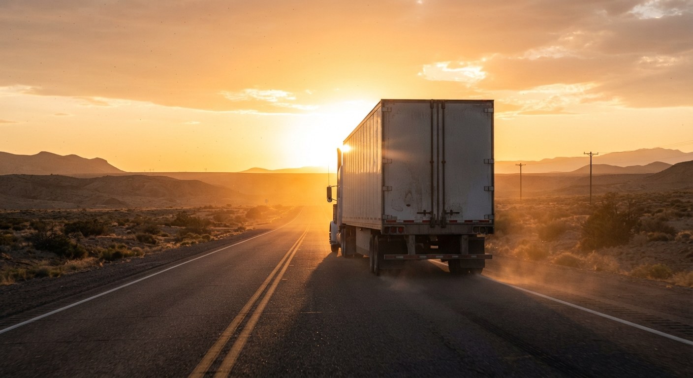 Interstate freight truck on a long-distance route